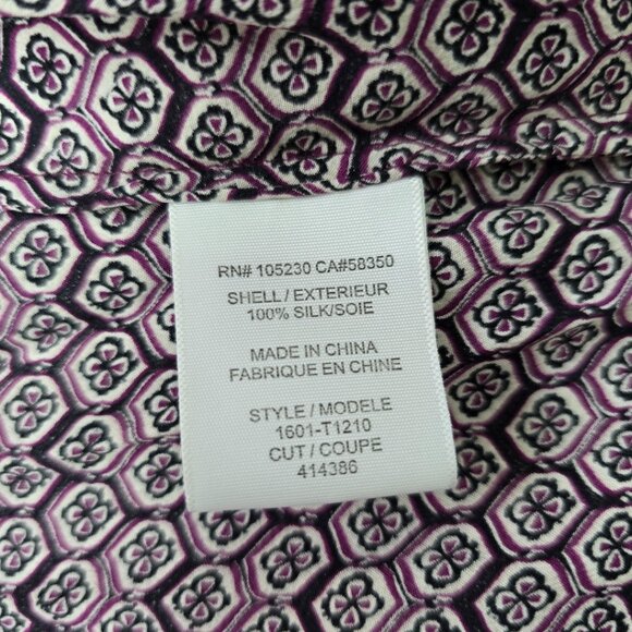 Joie Purple, Black & White Moroccan Tile 'Daryn' Print 100% Silk Oversized Tunic - Picture 7 of 9